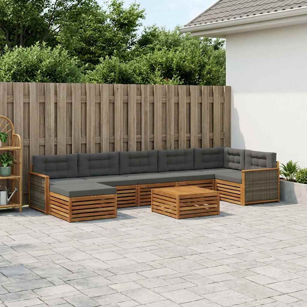 Outdoor-Sofagarnitur 8 stk. Natur und Anthrazit