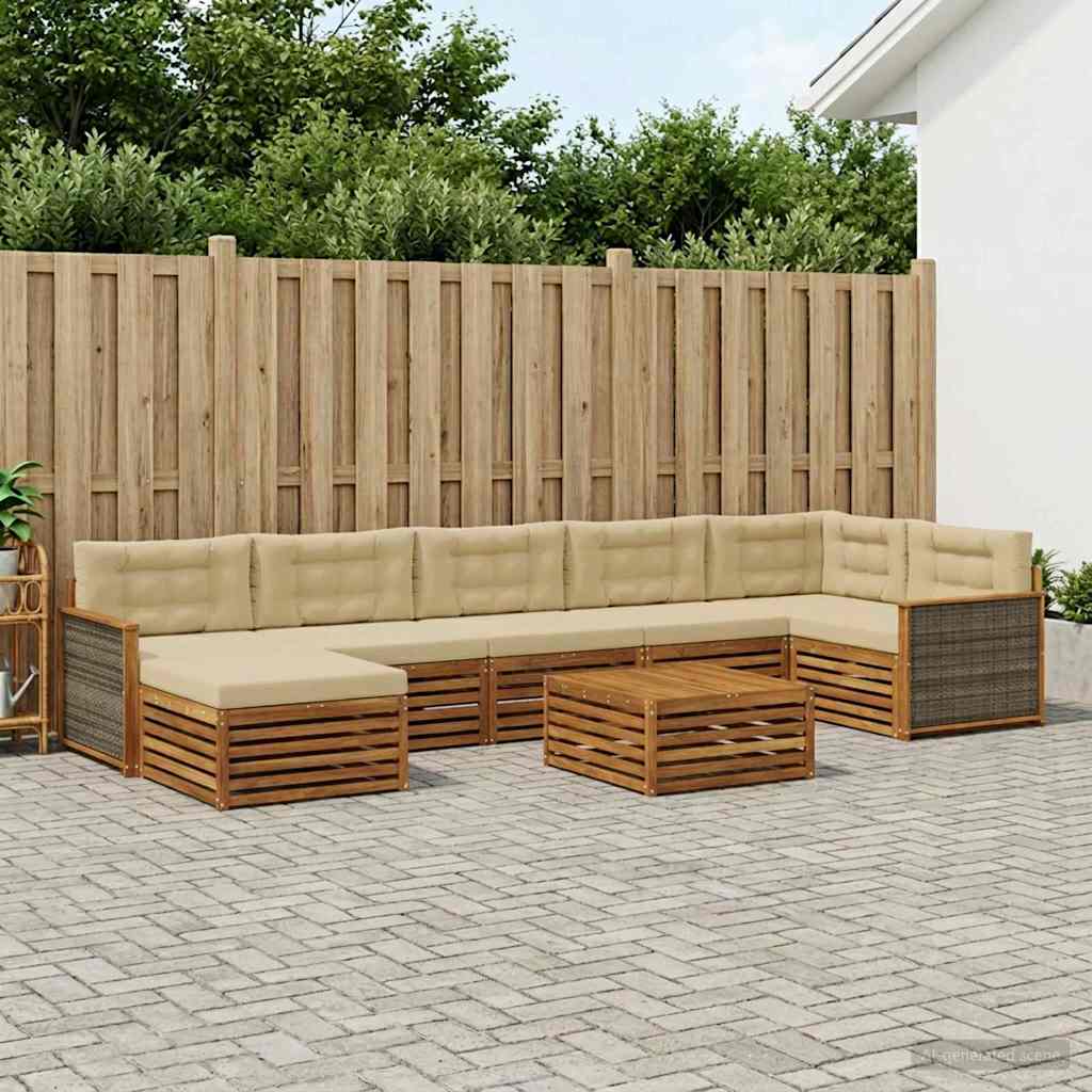 Outdoor-Sofagarnitur 8 pcs Natur und Beige