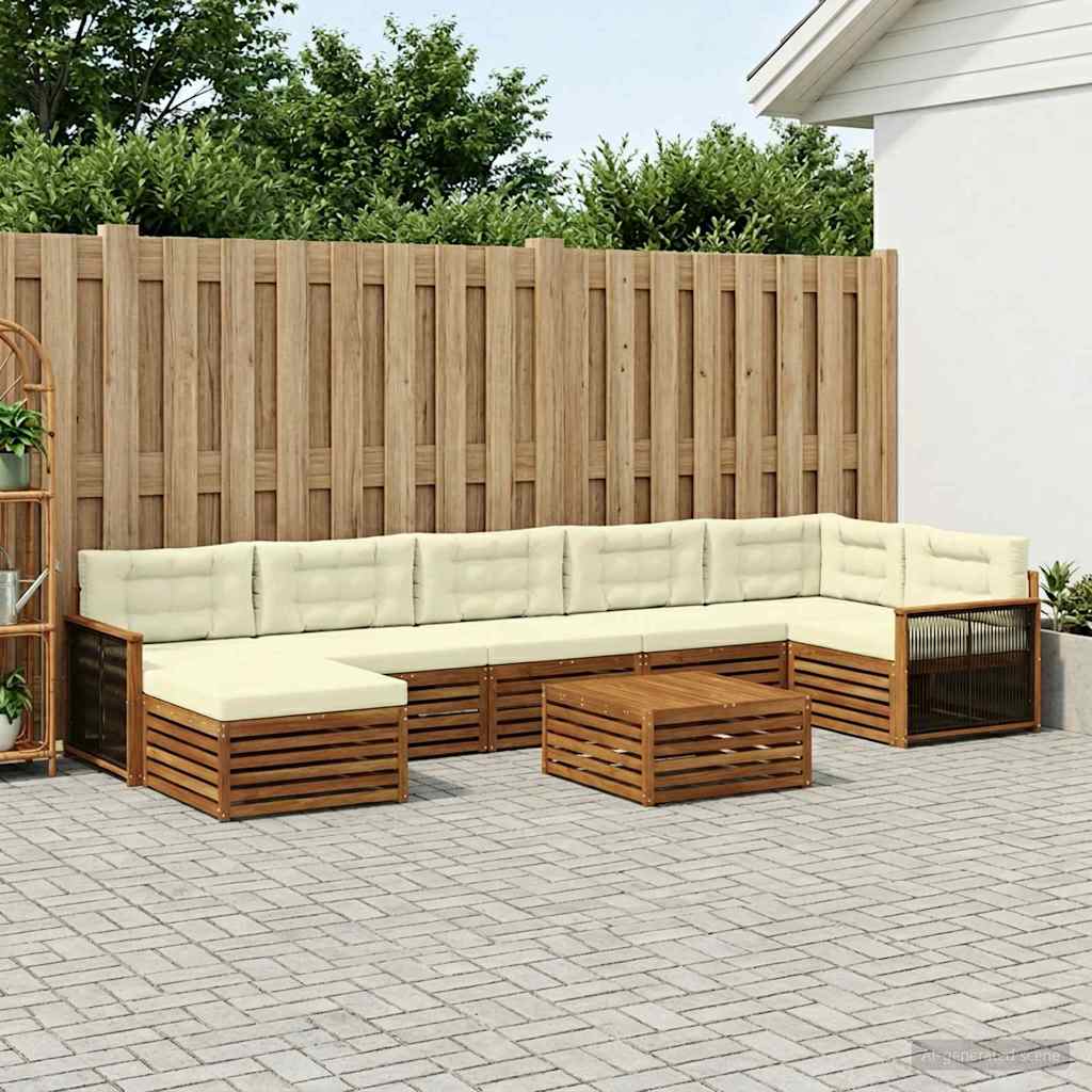 Outdoor-Sofagarnitur 8 stk. Natur und Creme
