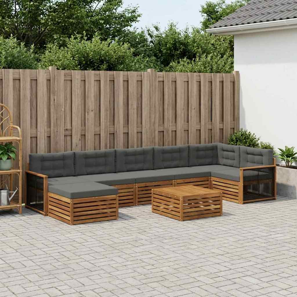 Outdoor-Sofagarnitur 8 stk. Natur und Anthrazit