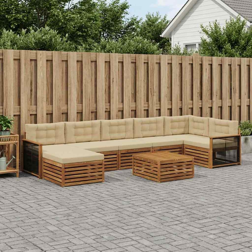 Outdoor-Sofagarnitur mit Kissen 8 pcs Natur und Beige