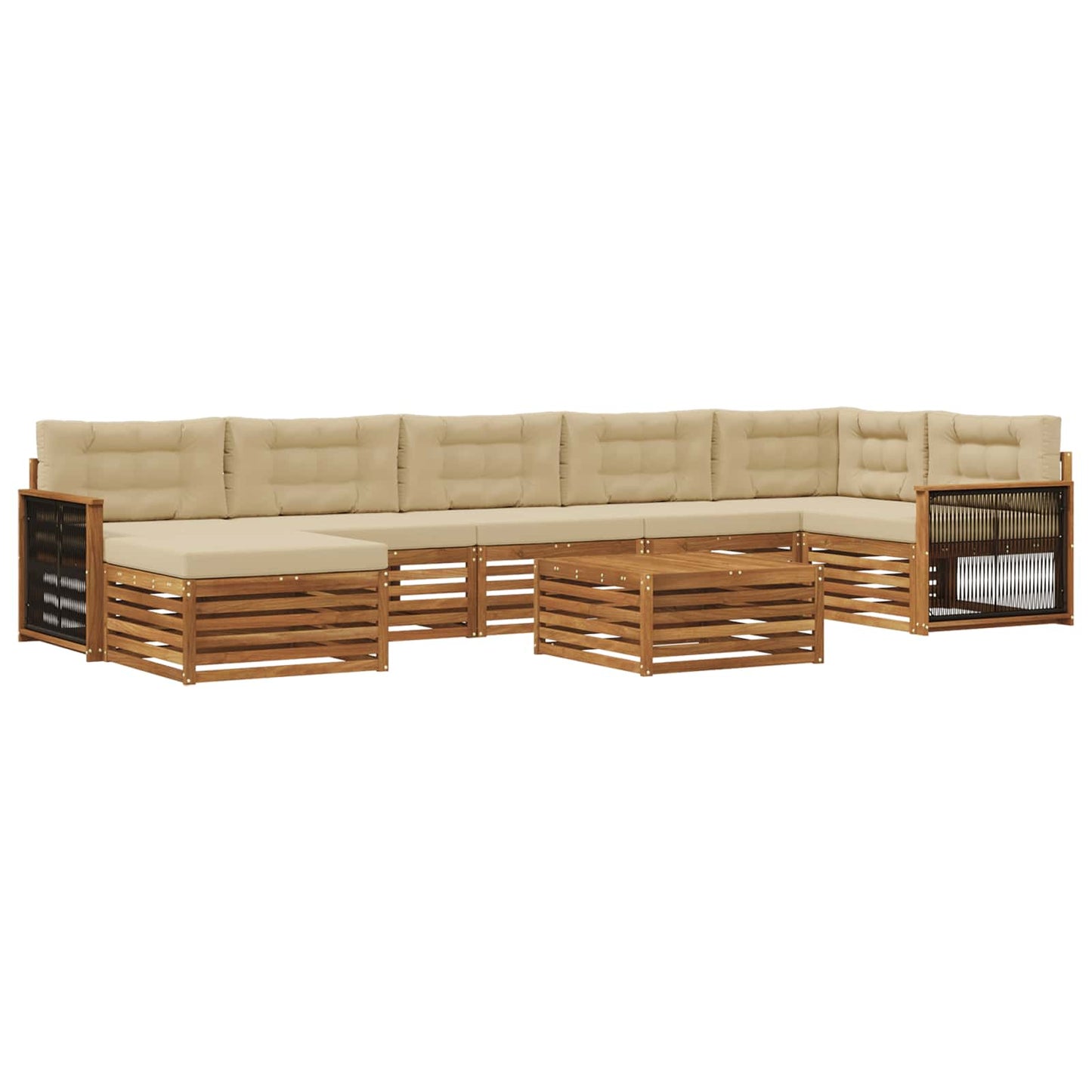 Outdoor-Sofagarnitur mit Kissen 8 pcs Natur und Beige