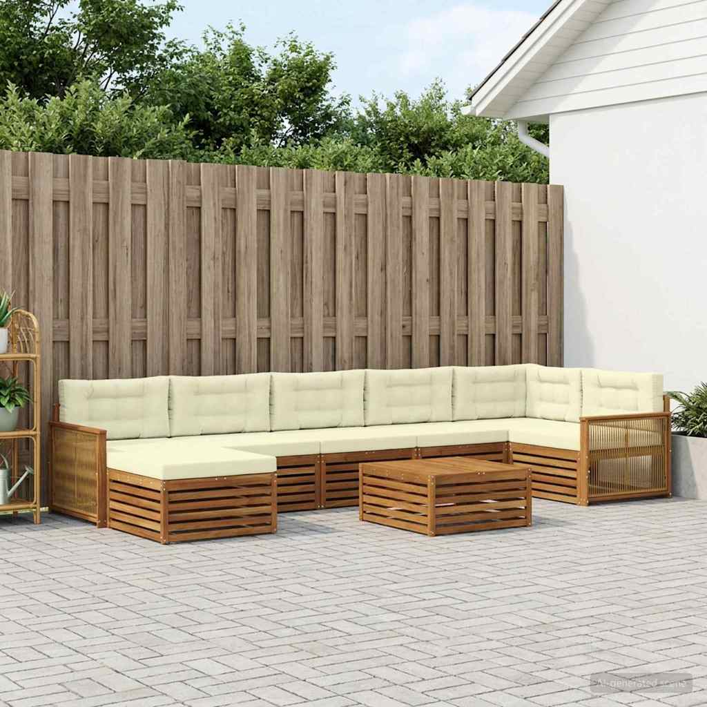 Outdoor-Sofagarnitur 8 stk. Natur und Creme