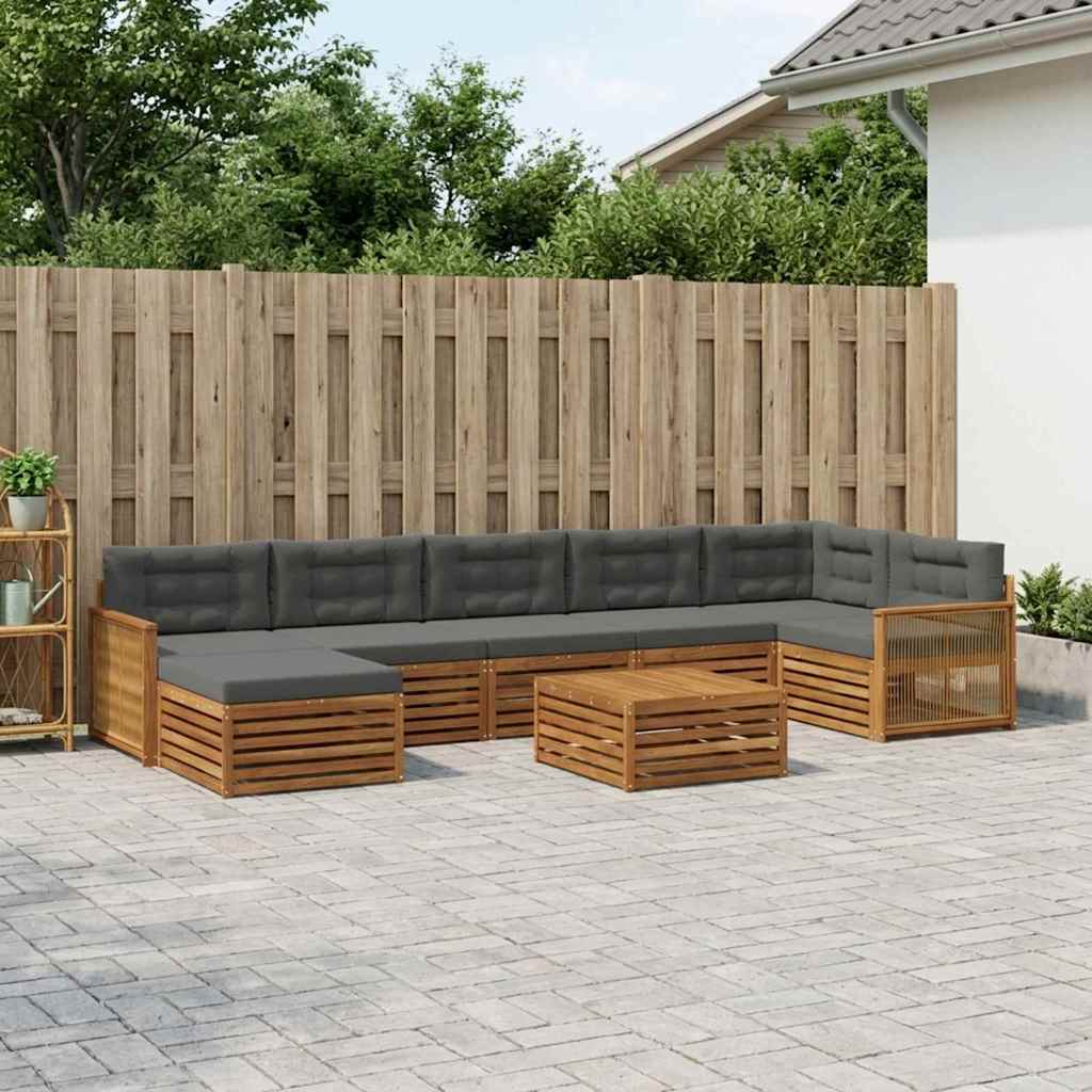 Outdoor-Sofagarnitur 8 stk. Natur und Anthrazit