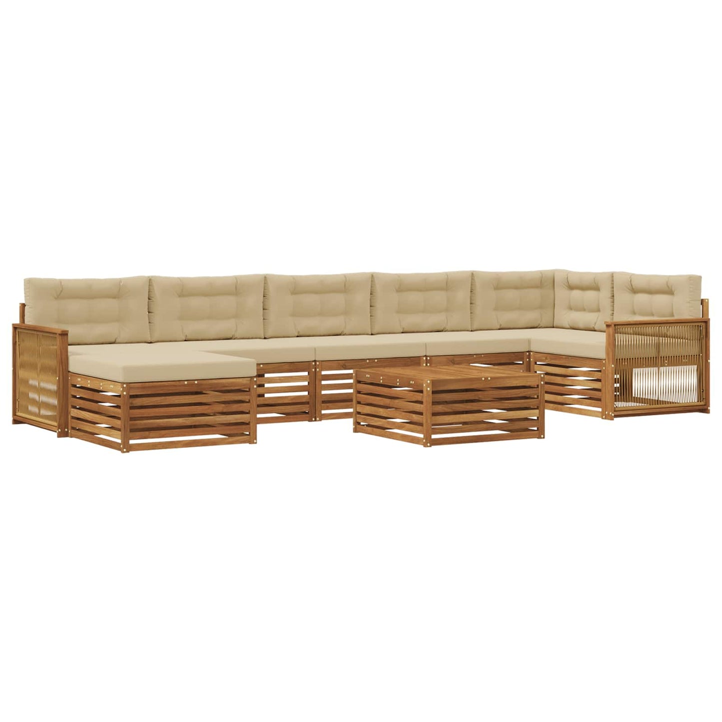 Outdoor-Sofagarnitur mit Kissen 8 pcs Natur und Beige
