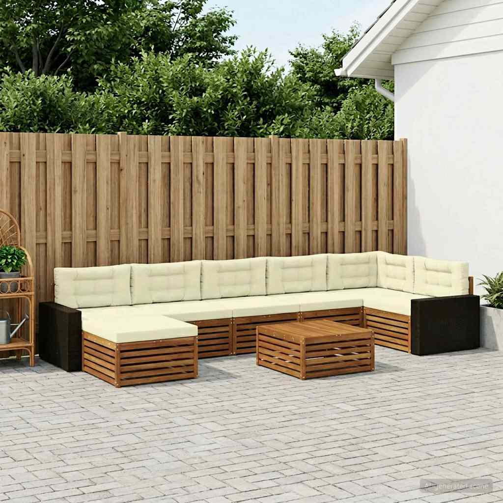 Outdoor-Sofagarnitur 8 stk. Natur und Creme