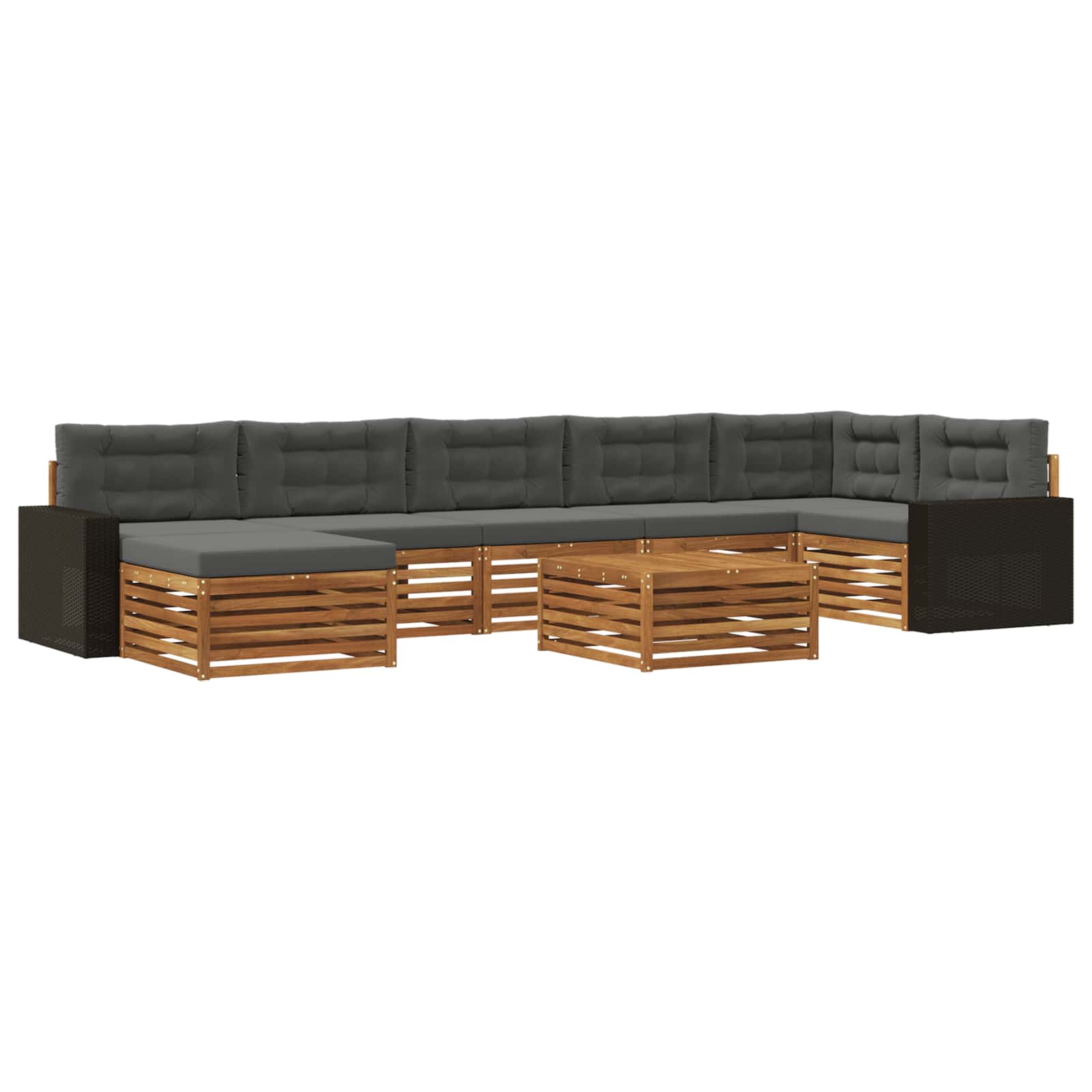 Outdoor-Sofagarnitur mit Kissen 8 pcs Natur und Anthrazit