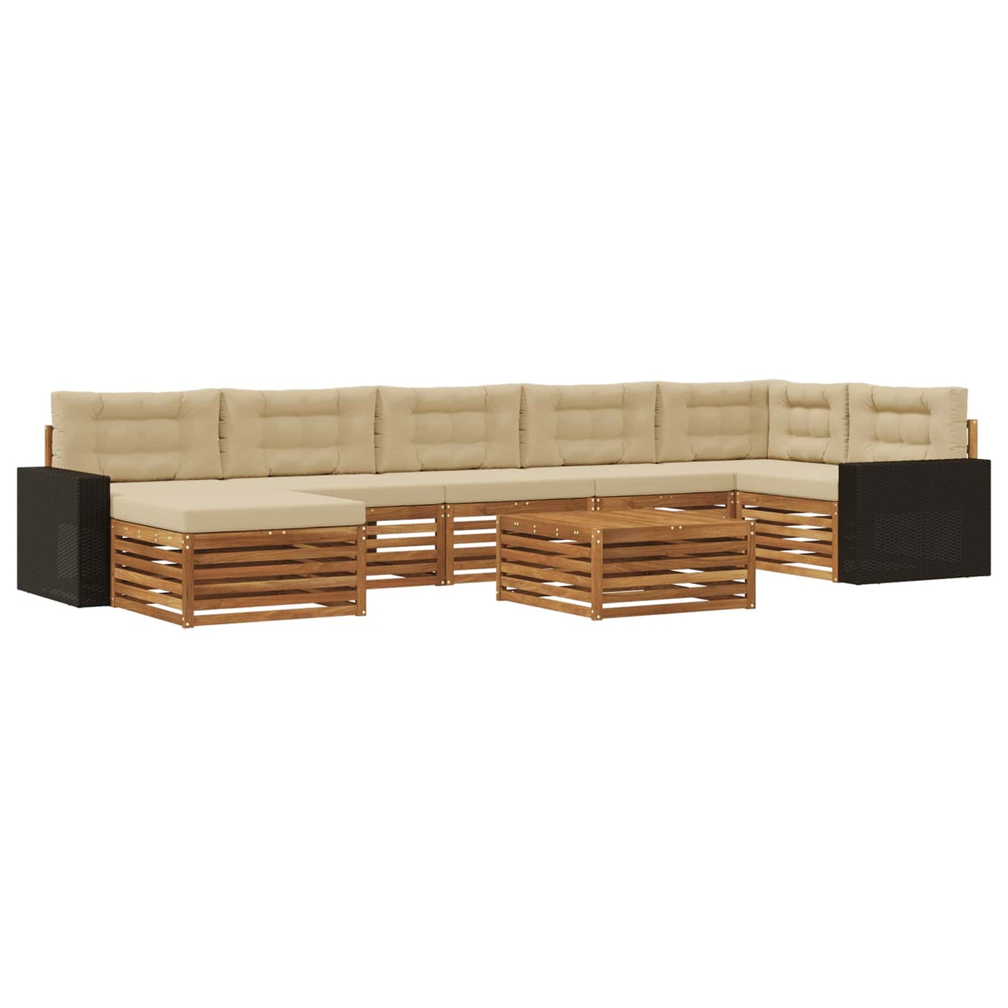 Outdoor-Sofagarnitur mit Kissen 8 pcs Natur und Beige