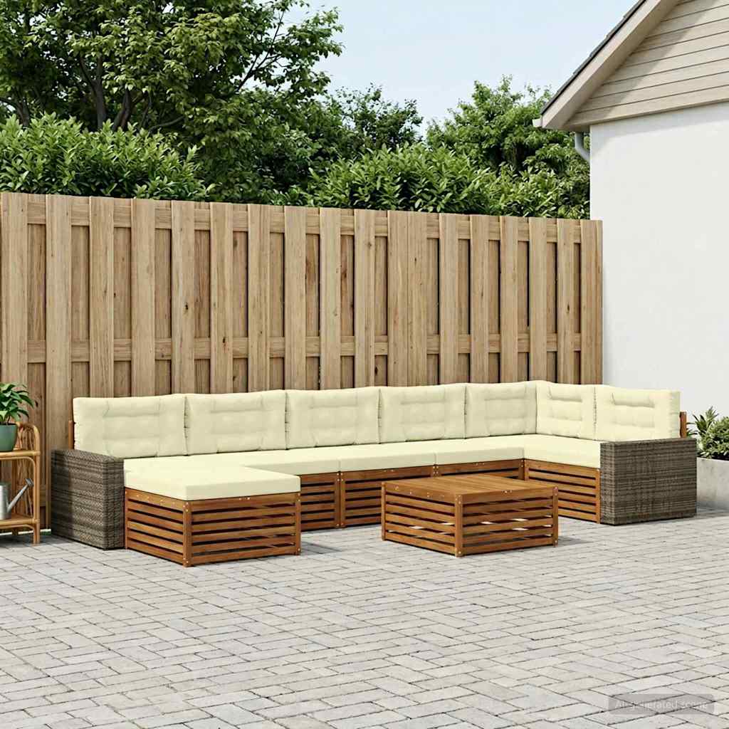 Outdoor-Sofagarnitur 8 stk. Natur und Creme
