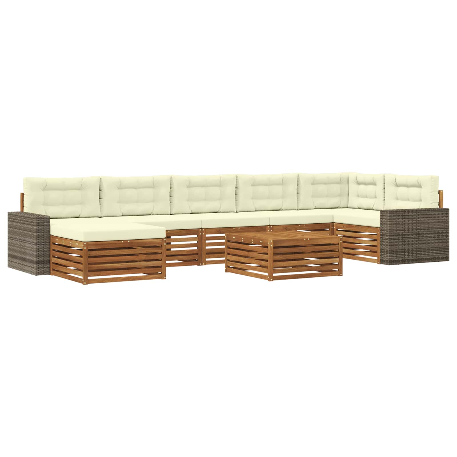 Outdoor-Sofagarnitur 8 stk. Natur und Creme