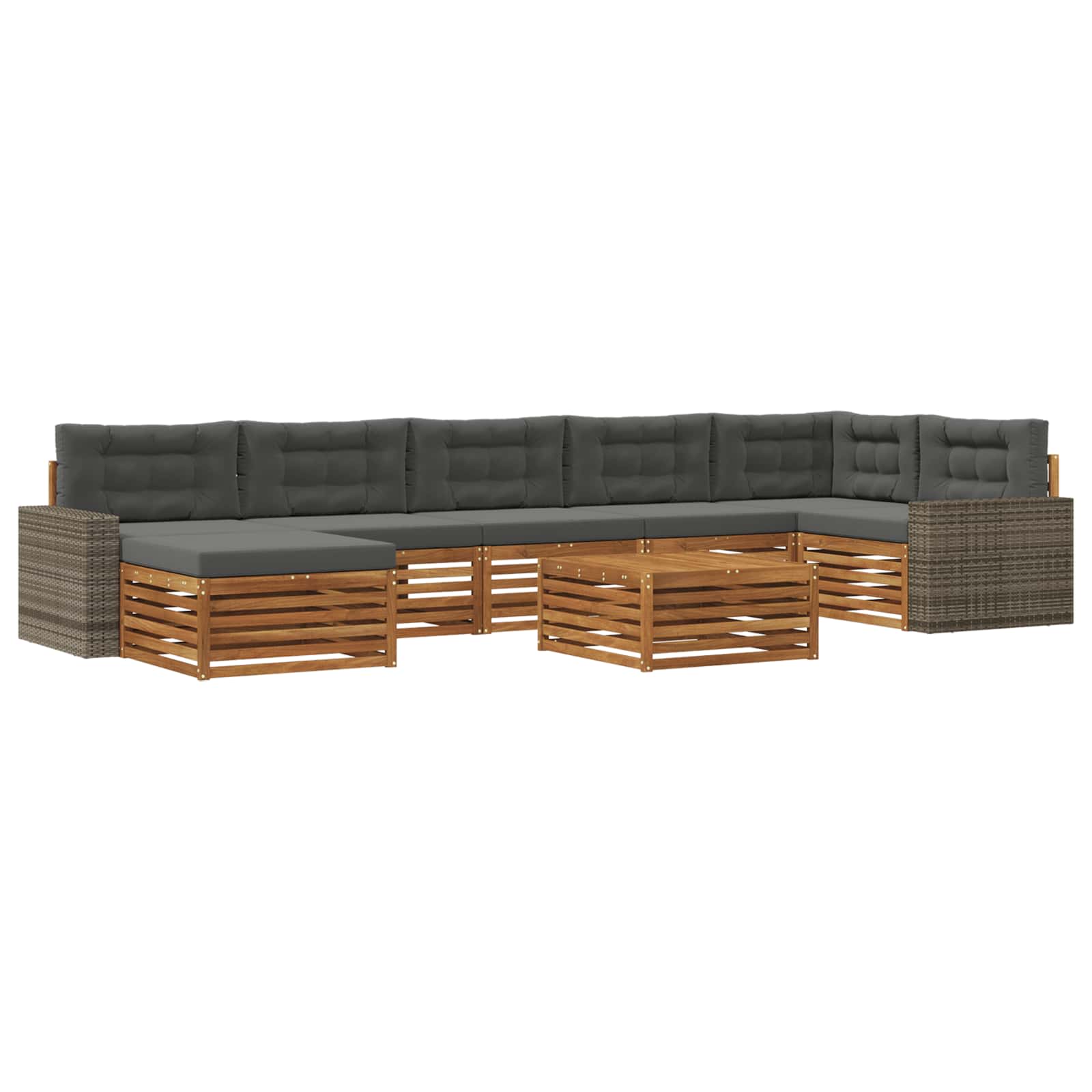 Outdoor-Sofagarnitur mit Kissen 8 pcs Natur und Anthrazit