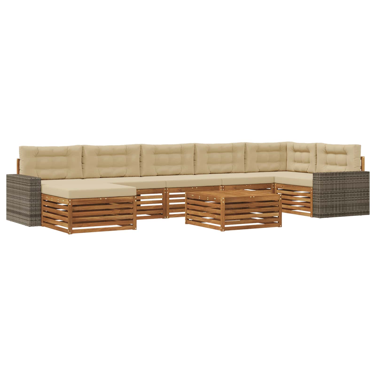 Outdoor-Sofagarnitur mit Kissen 8 pcs Natur und Beige