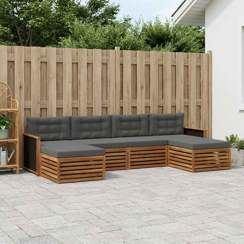Sofagarnituren mit Kissen 6 pcs Massivholz Akazie