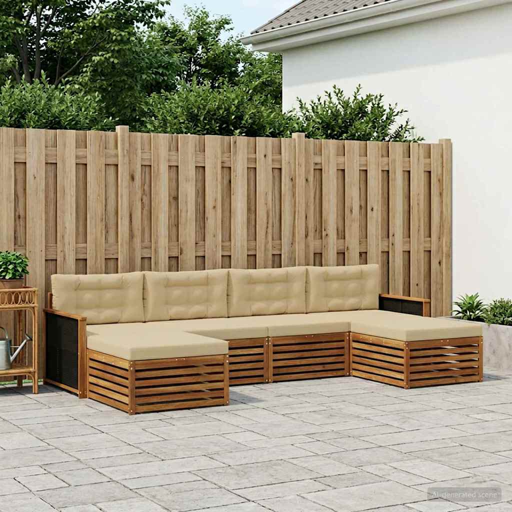 Sofagarnituren mit Kissen 6 pcs Massivholz Akazie