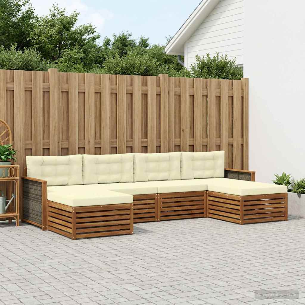 Sofagarnituren mit Kissen 6 pcs Massivholz Akazie