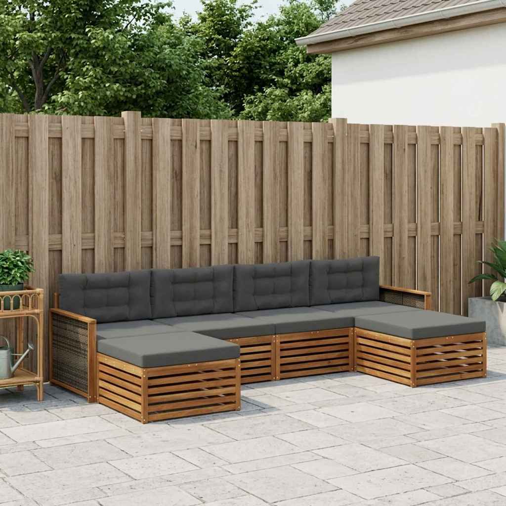 Sofagarnituren mit Kissen 6 pcs Massivholz Akazie