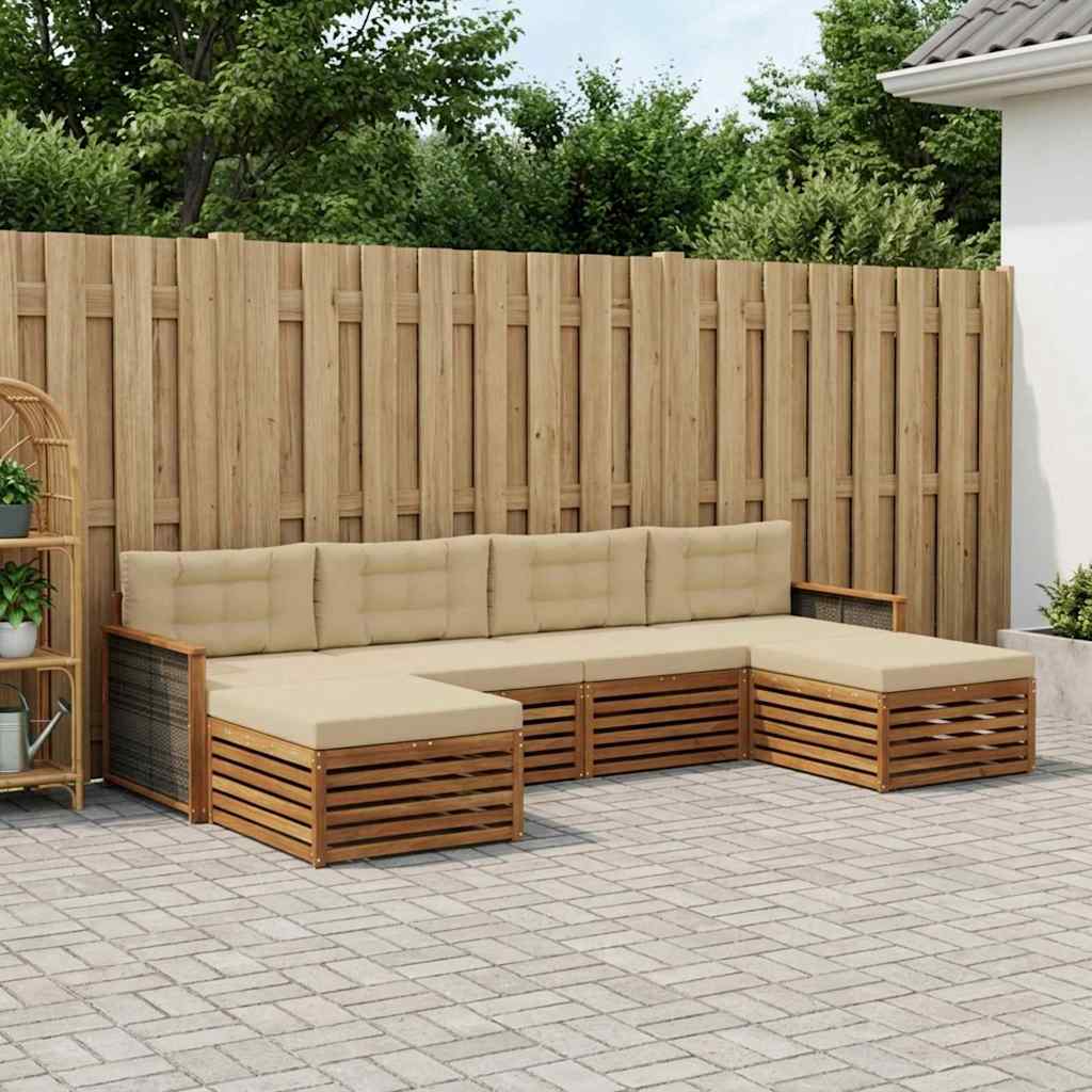 Sofagarnituren mit Kissen 6 pcs Massivholz Akazie