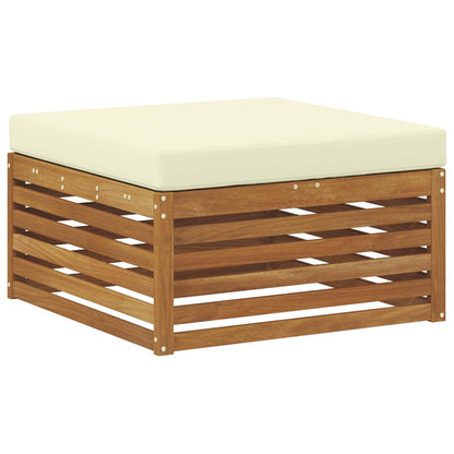 Outdoor-Sofagarnitur 6 stk. Natur und Creme Massivholz Akazie