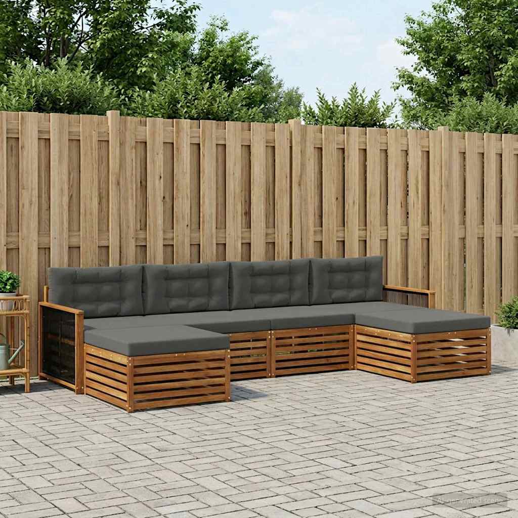 Sofagarnituren mit Kissen 6 pcs Massivholz Akazie