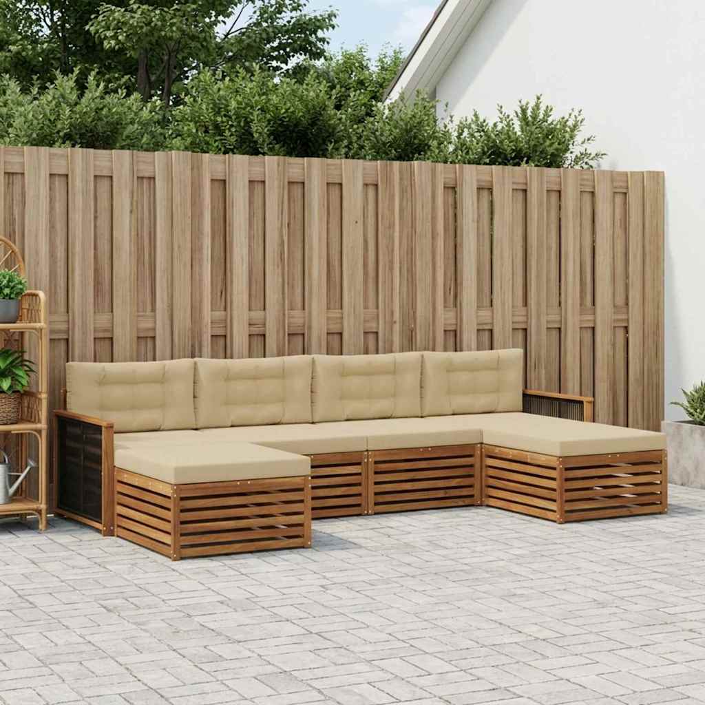 Sofagarnituren mit Kissen 6 pcs Massivholz Akazie