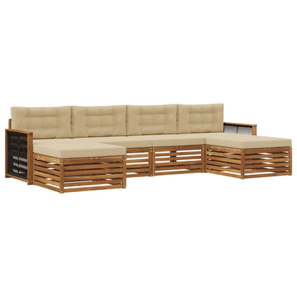 Outdoor-Sofagarnitur 6 stk. Natur und Beige Massivholz Akazie