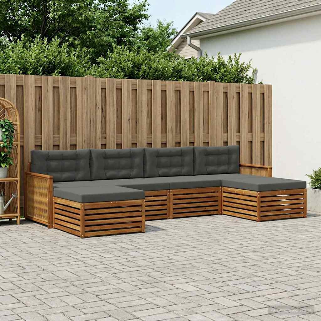 Sofagarnituren mit Kissen 6 pcs Massivholz Akazie