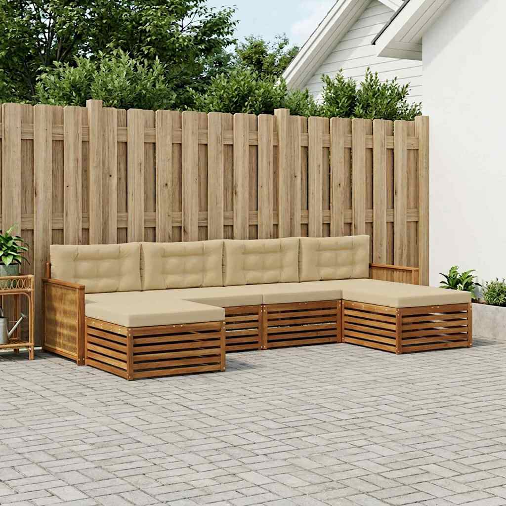 Sofagarnituren mit Kissen 6 pcs Massivholz Akazie