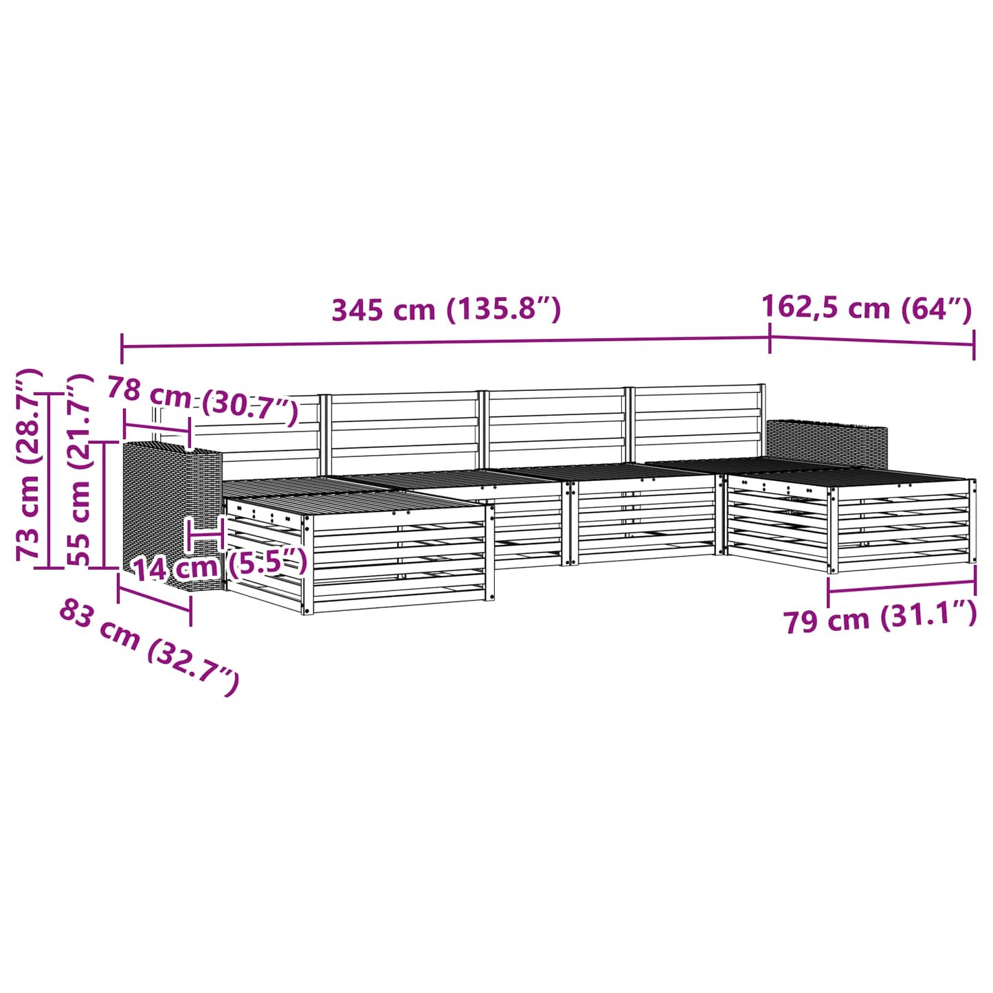 Sofagarnituren 6 pcs Massivholz Akazie