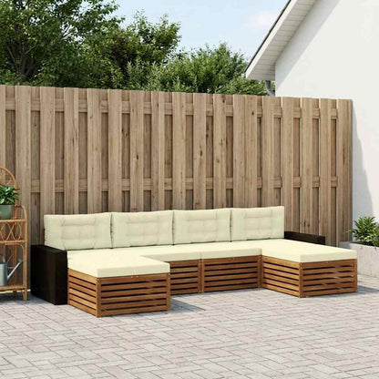 Outdoor-Sofagarnitur 6 stk. Natur und Creme Massivholz Akazie