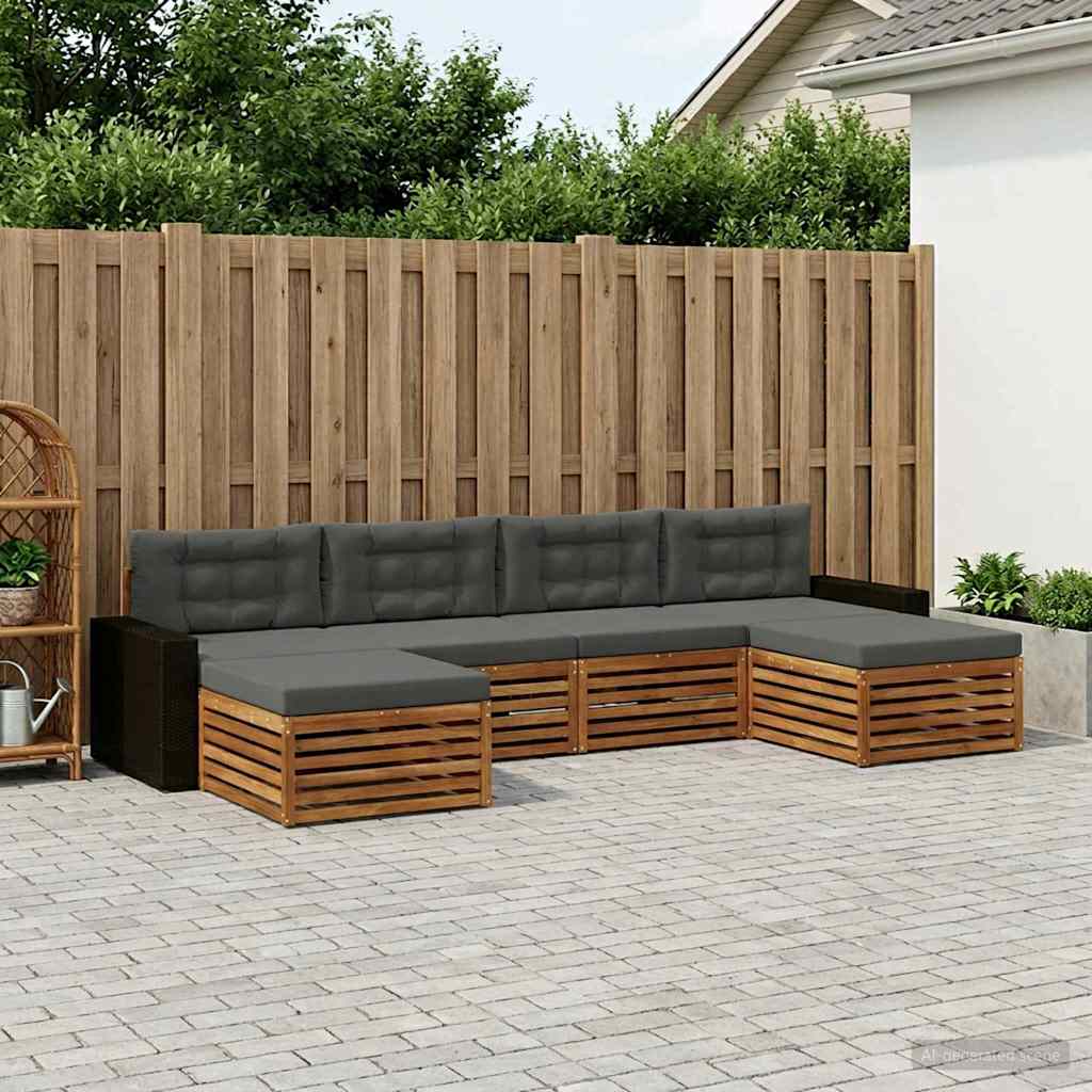 Sofagarnituren mit Kissen 6 pcs Massivholz Akazie