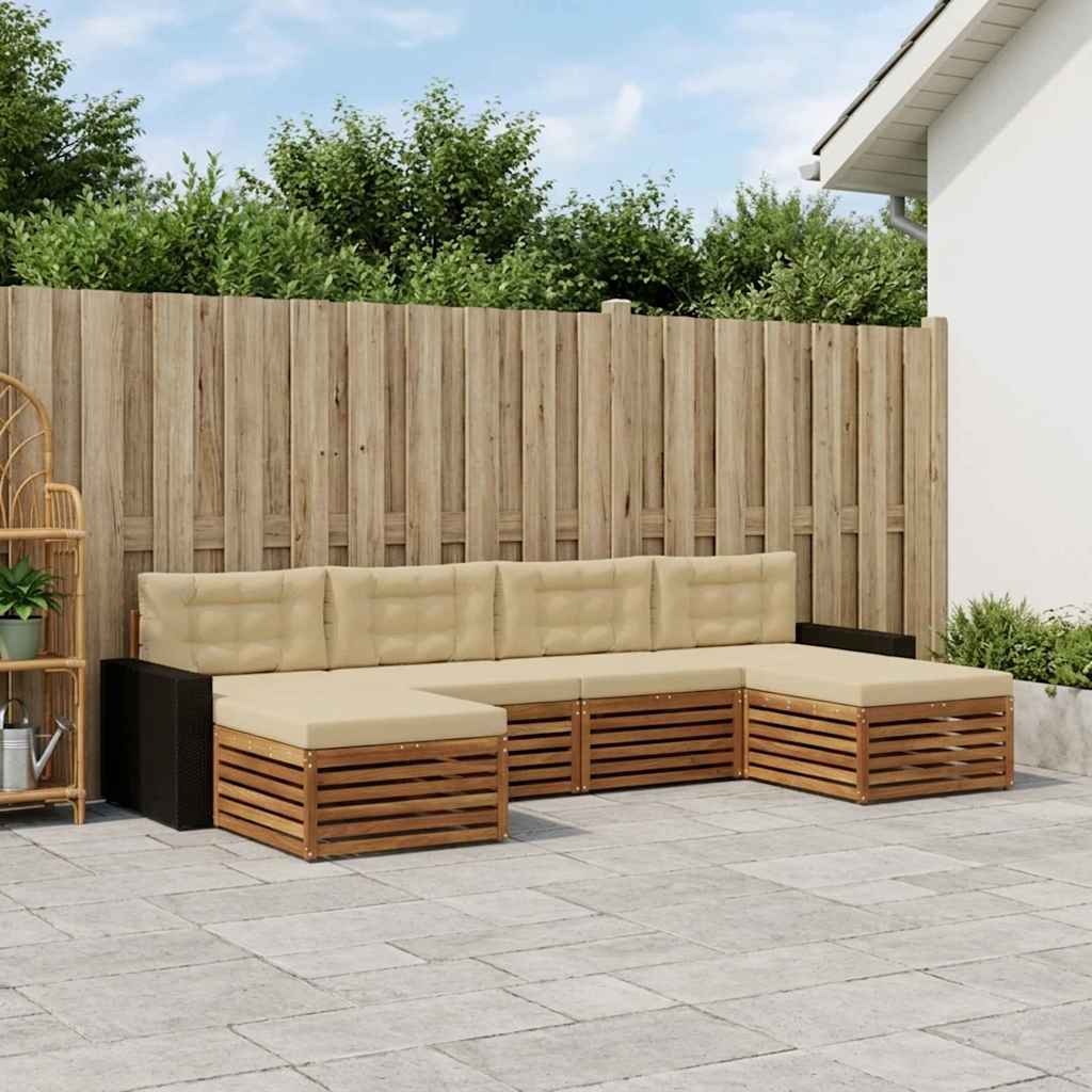 Sofagarnituren mit Kissen 6 pcs Massivholz Akazie