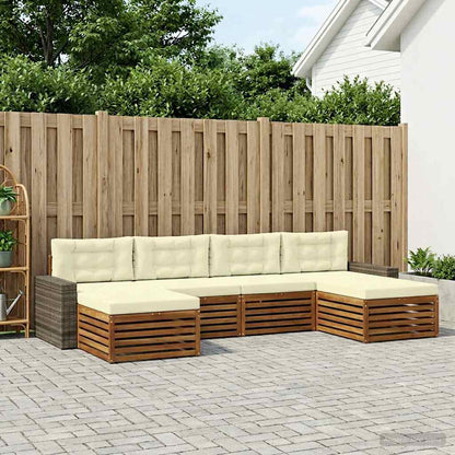 Outdoor-Sofagarnitur 6 stk. Natur und Creme Massivholz Akazie