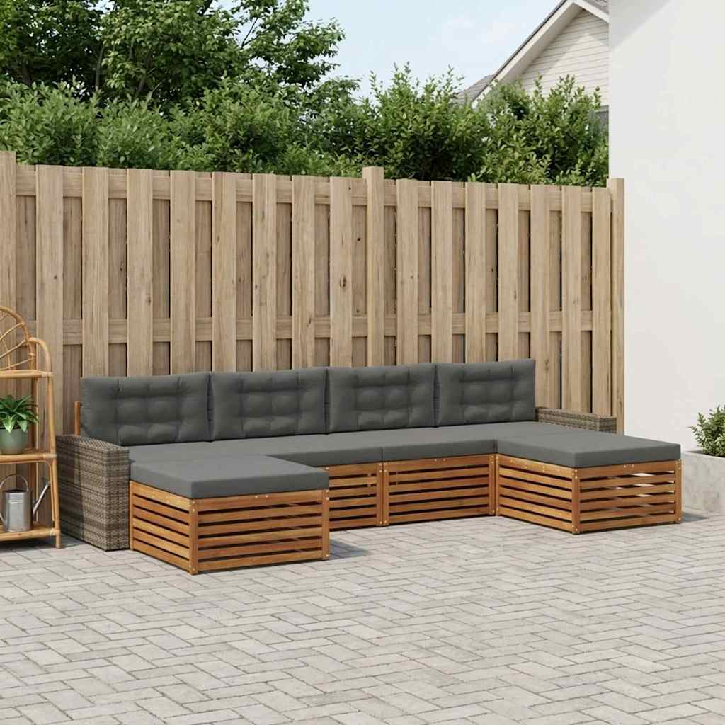 Sofagarnituren mit Kissen 6 pcs Massivholz Akazie
