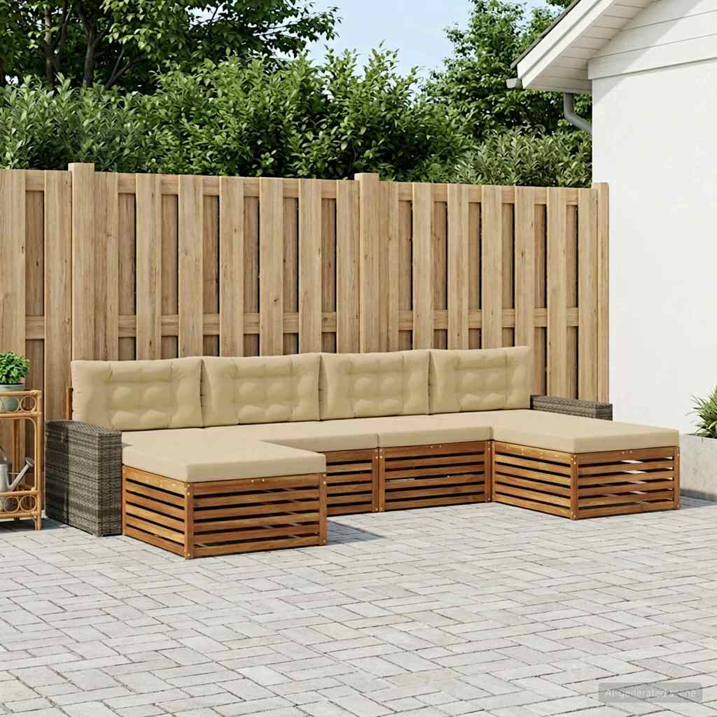 Sofagarnituren mit Kissen 6 pcs Massivholz Akazie