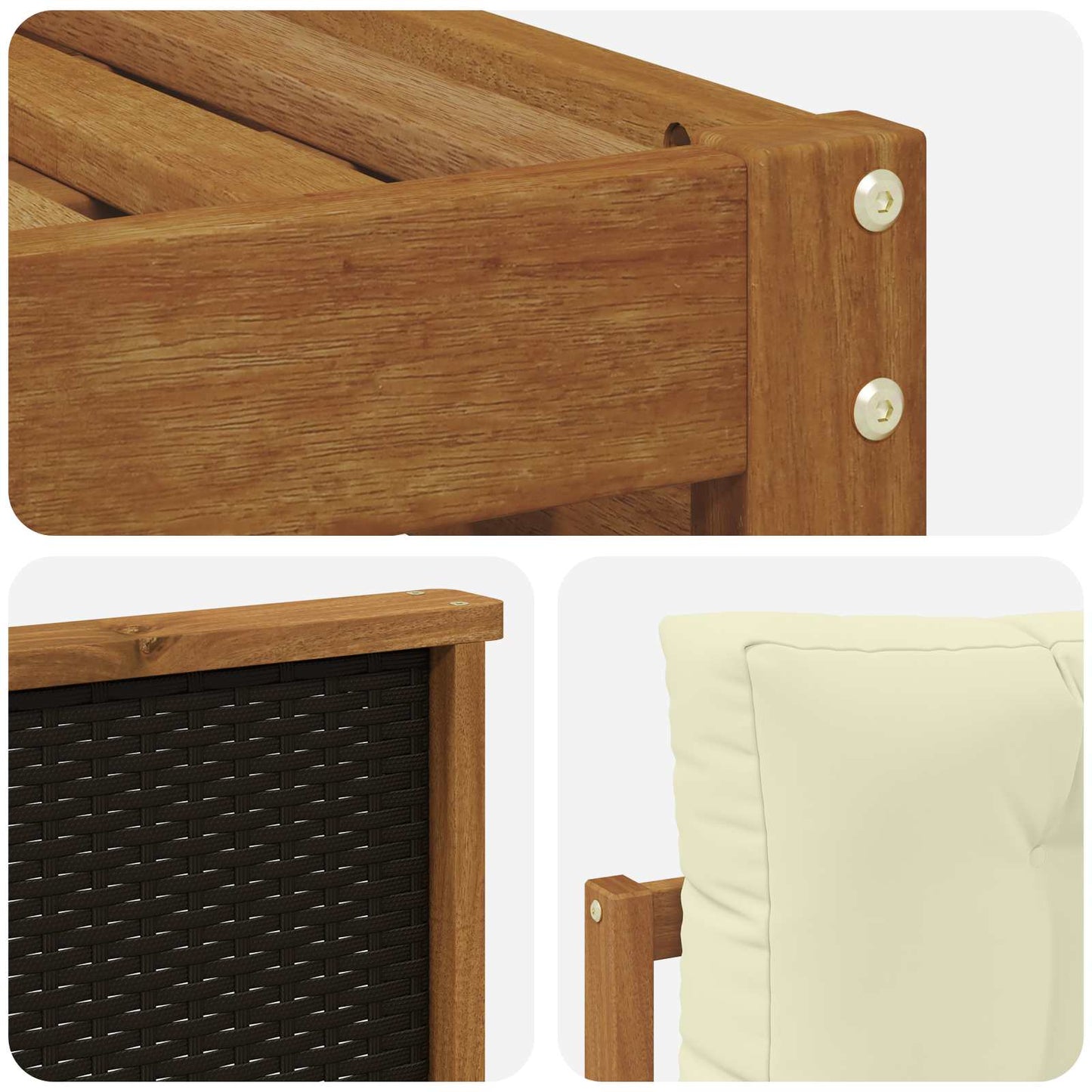 Outdoor-Sofagarnitur 8 stk. Natur und Creme Massivholz Akazie