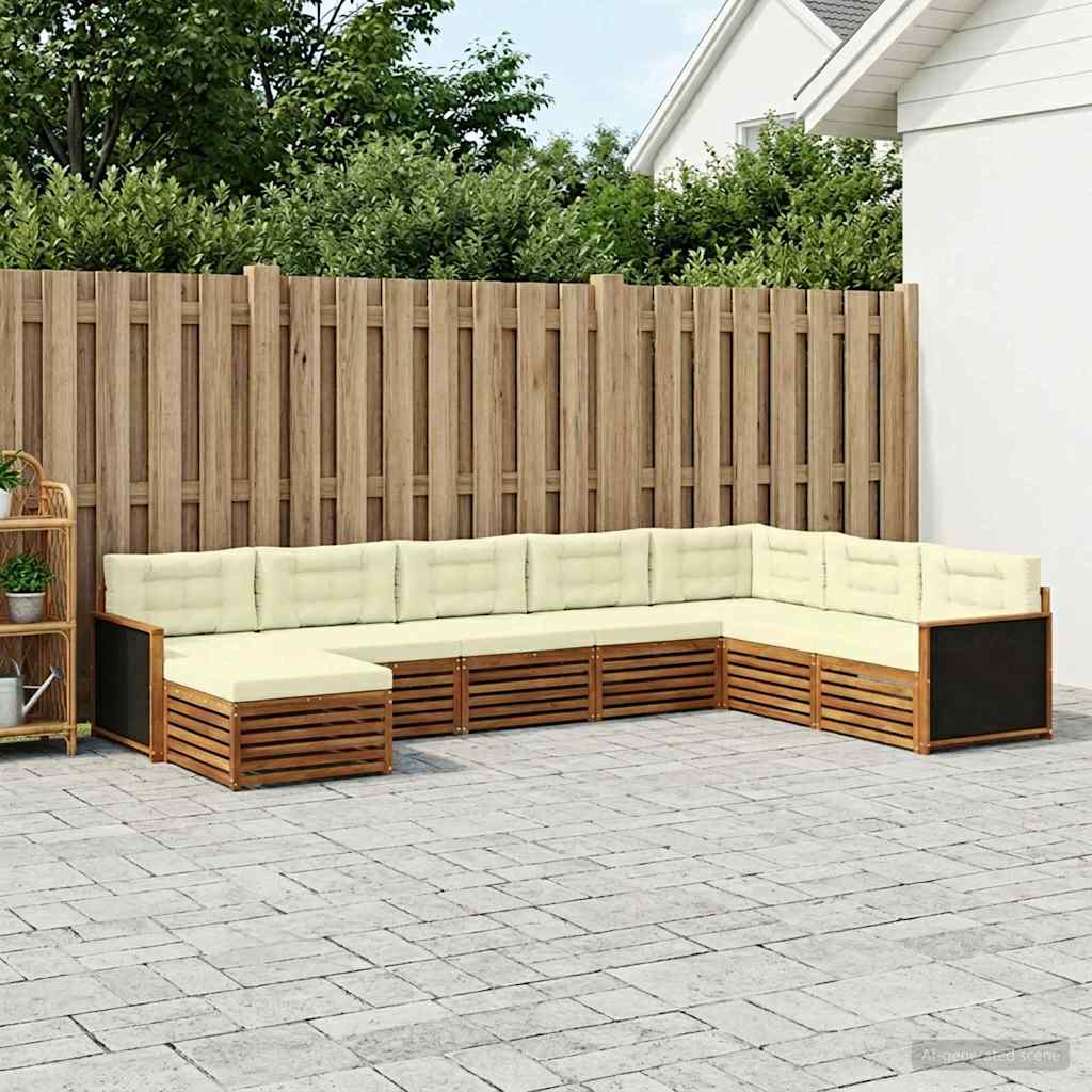 Outdoor-Sofagarnitur 8 stk. Natur und Creme Massivholz Akazie