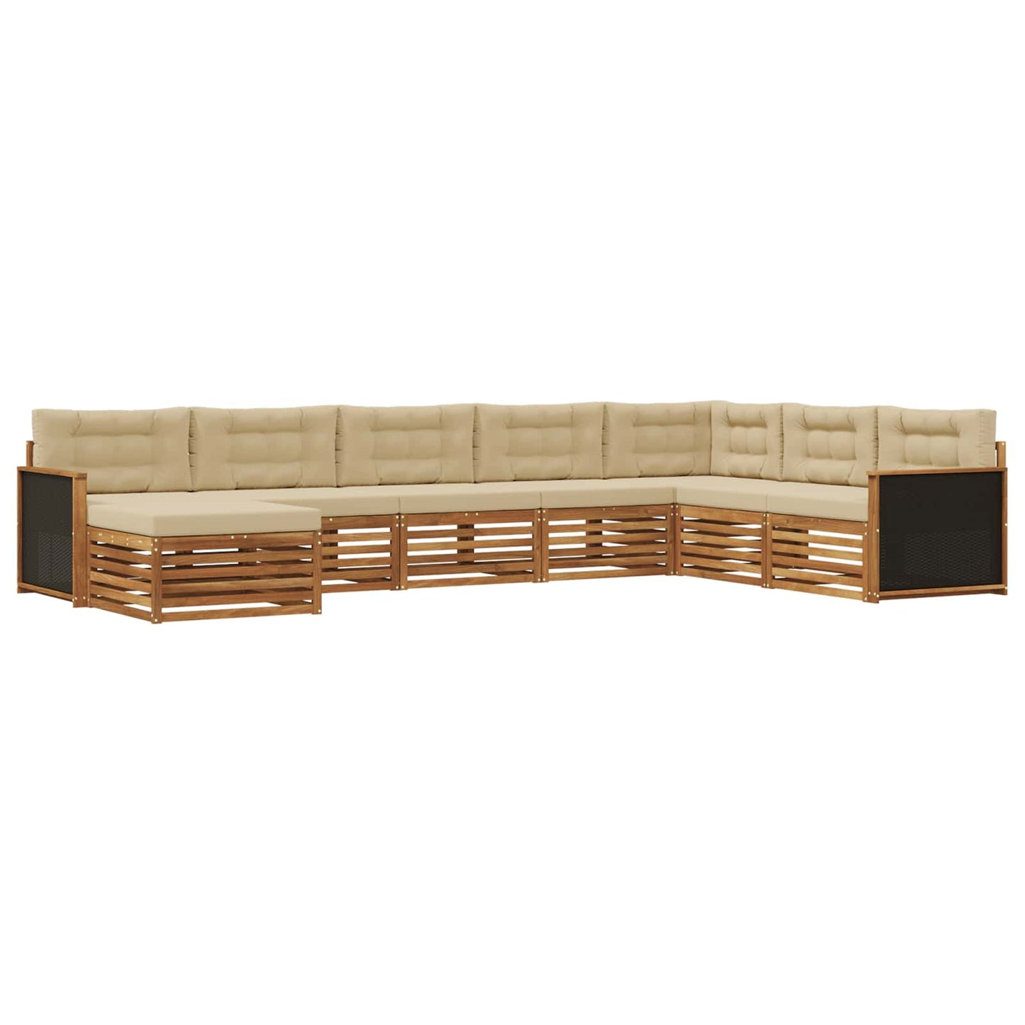 Outdoor-Sofagarnitur mit Kissen 8 pcs Natur und Beige