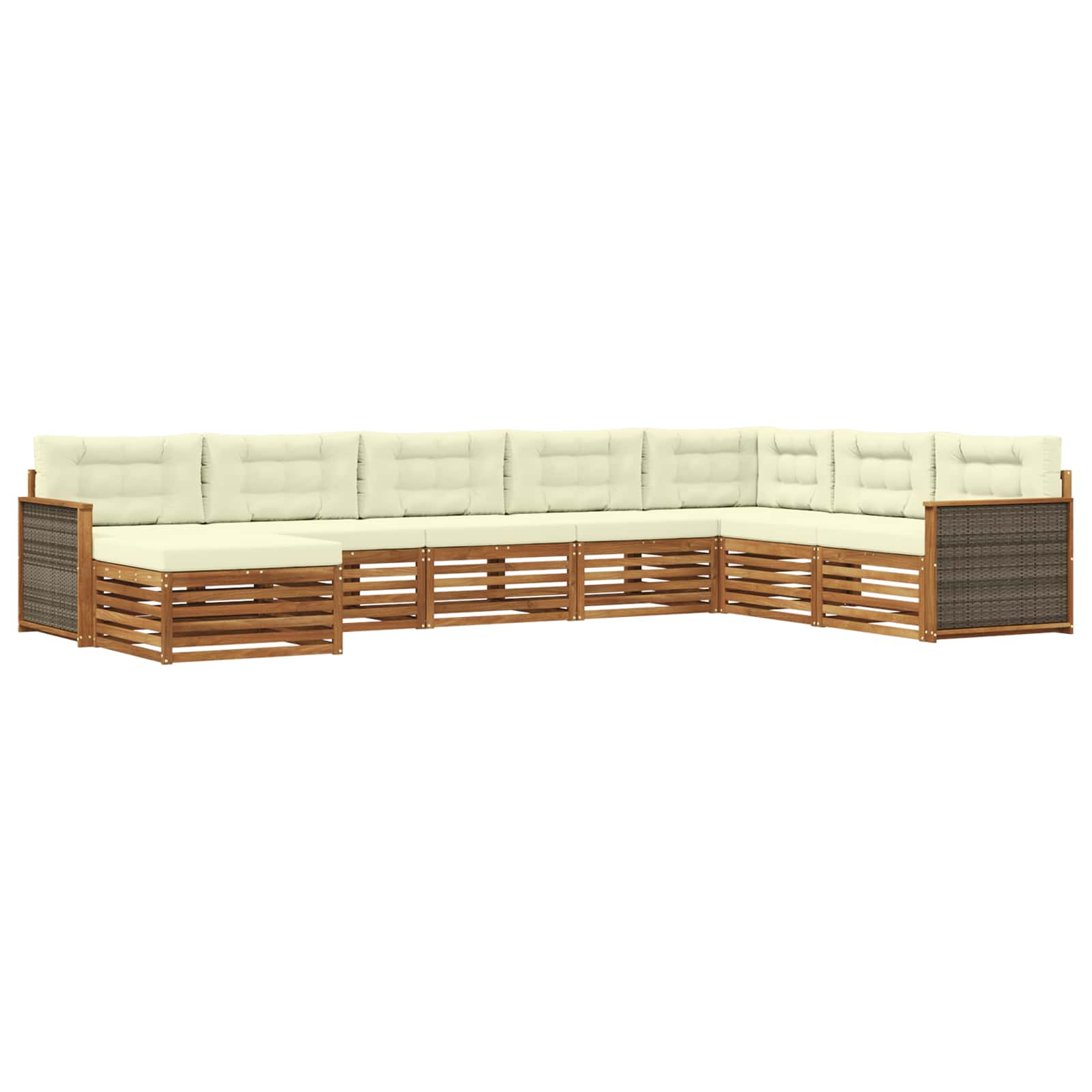 Outdoor-Sofagarnitur 8 stk. Natur und Creme Massivholz Akazie