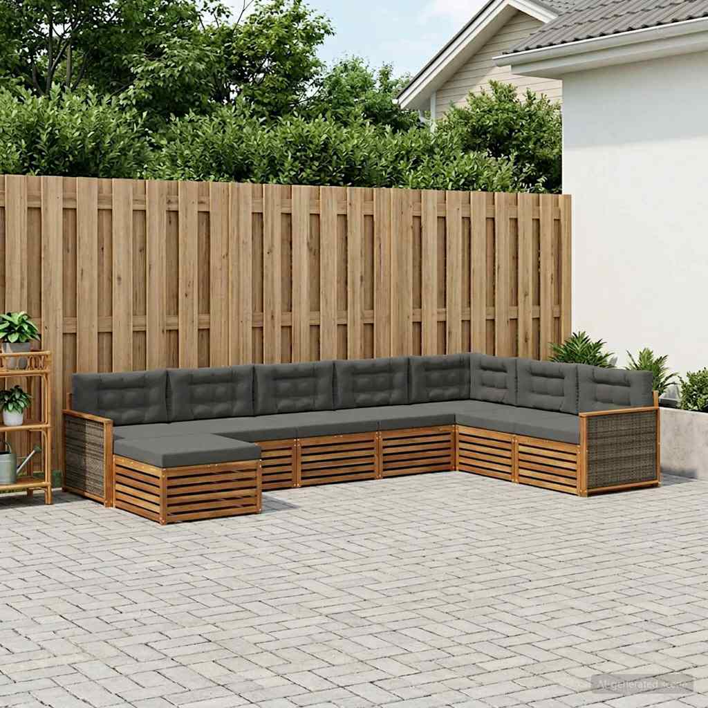 Outdoor-Sofagarnitur 8 stk. Natur und Anthrazit