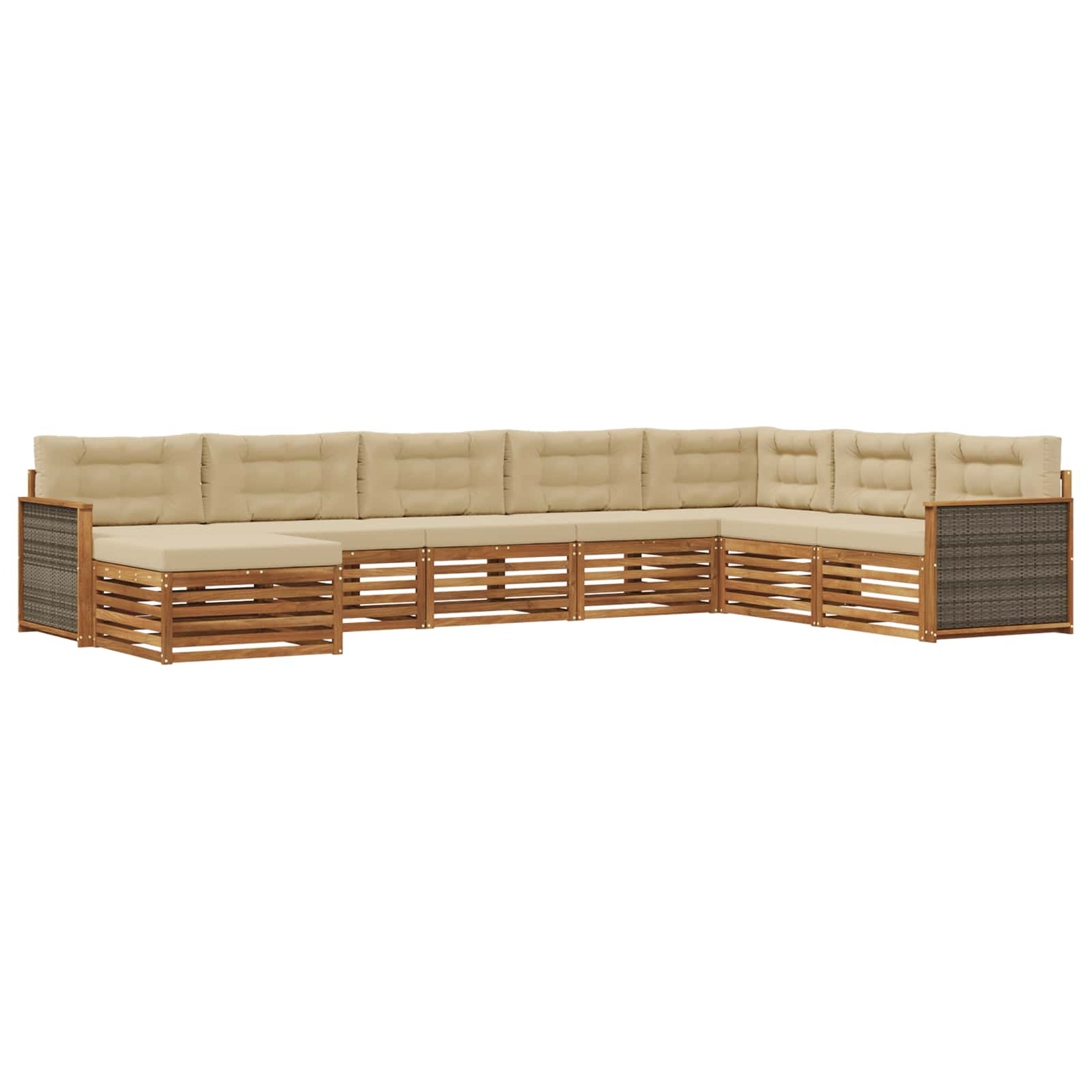 Outdoor-Sofagarnitur mit Kissen 8 pcs Natur und Beige
