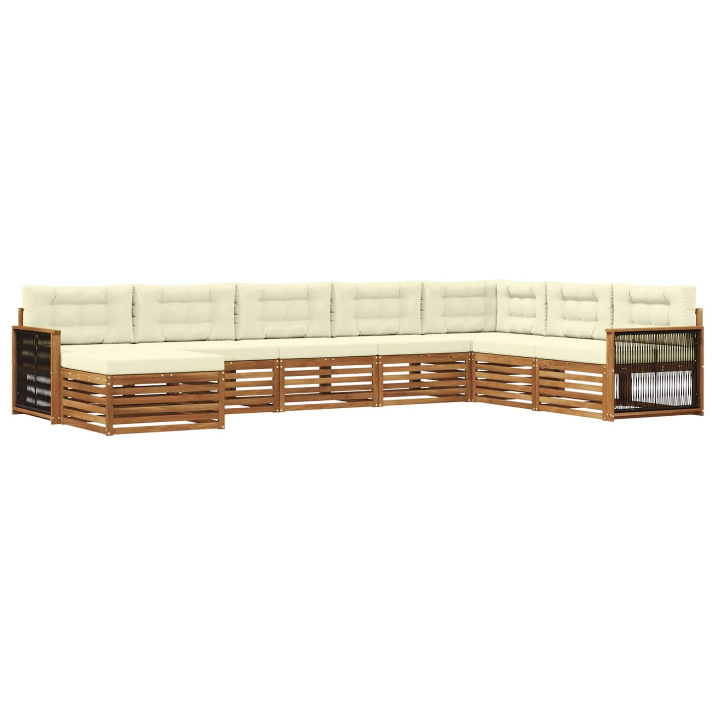 Outdoor-Sofagarnitur 8 stk. Natur und Creme Massivholz Akazie
