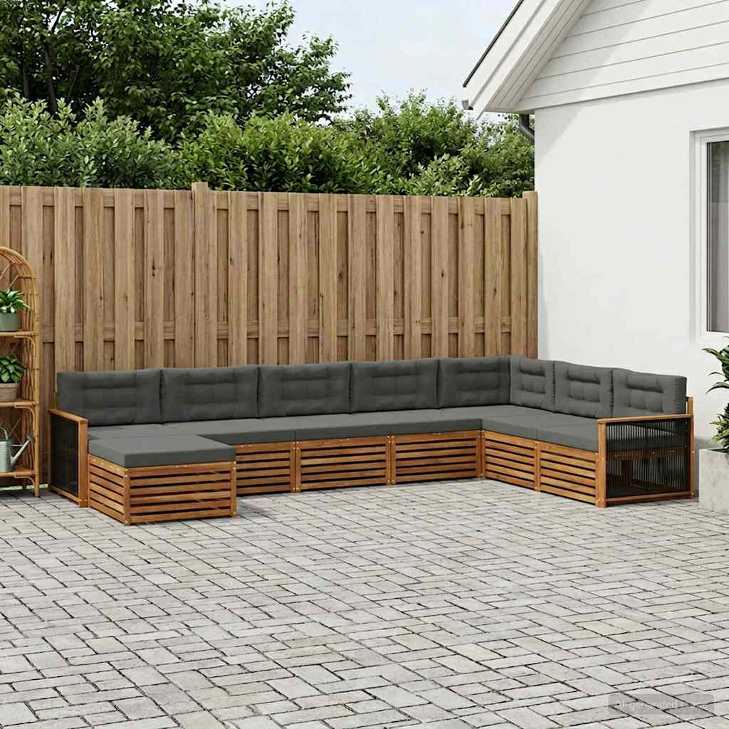 Outdoor-Sofagarnitur 8 stk. Natur und Anthrazit
