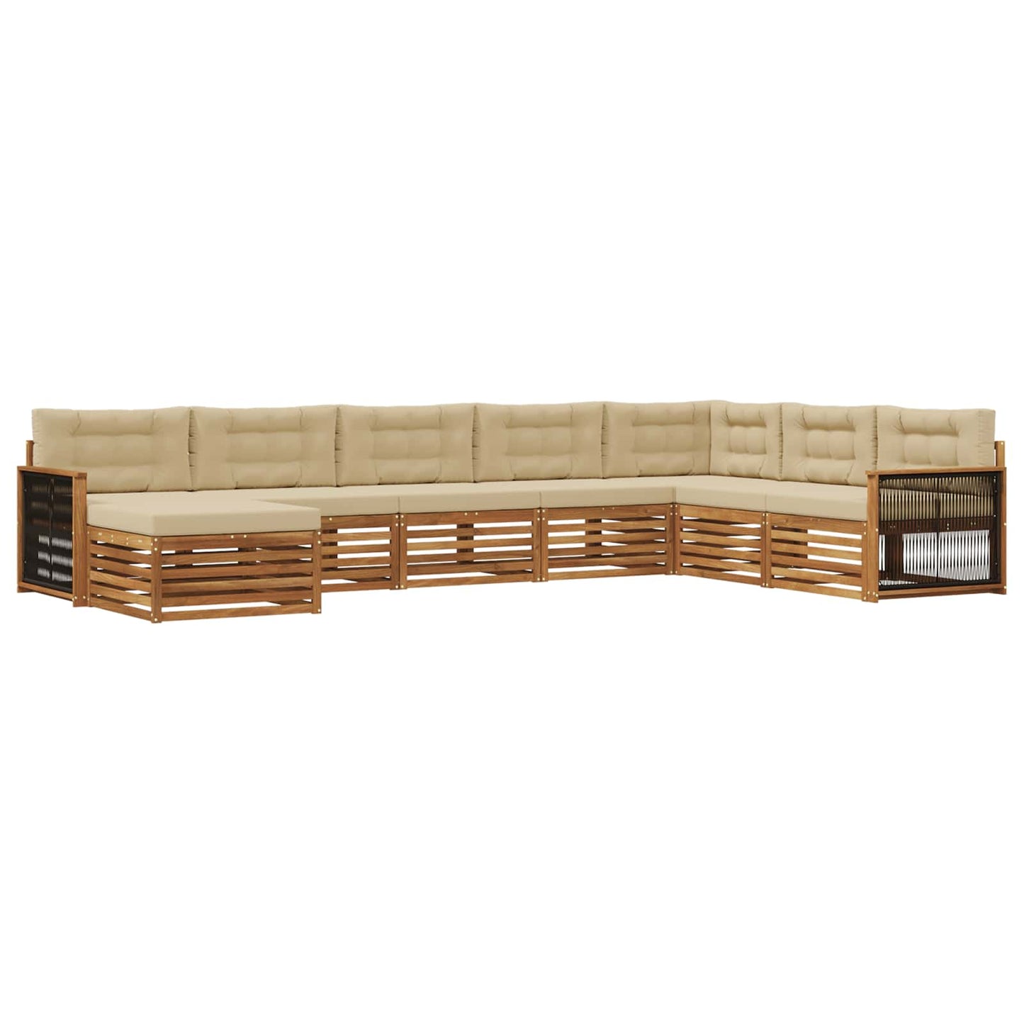 Outdoor-Sofagarnitur mit Kissen 8 pcs Natur und Beige