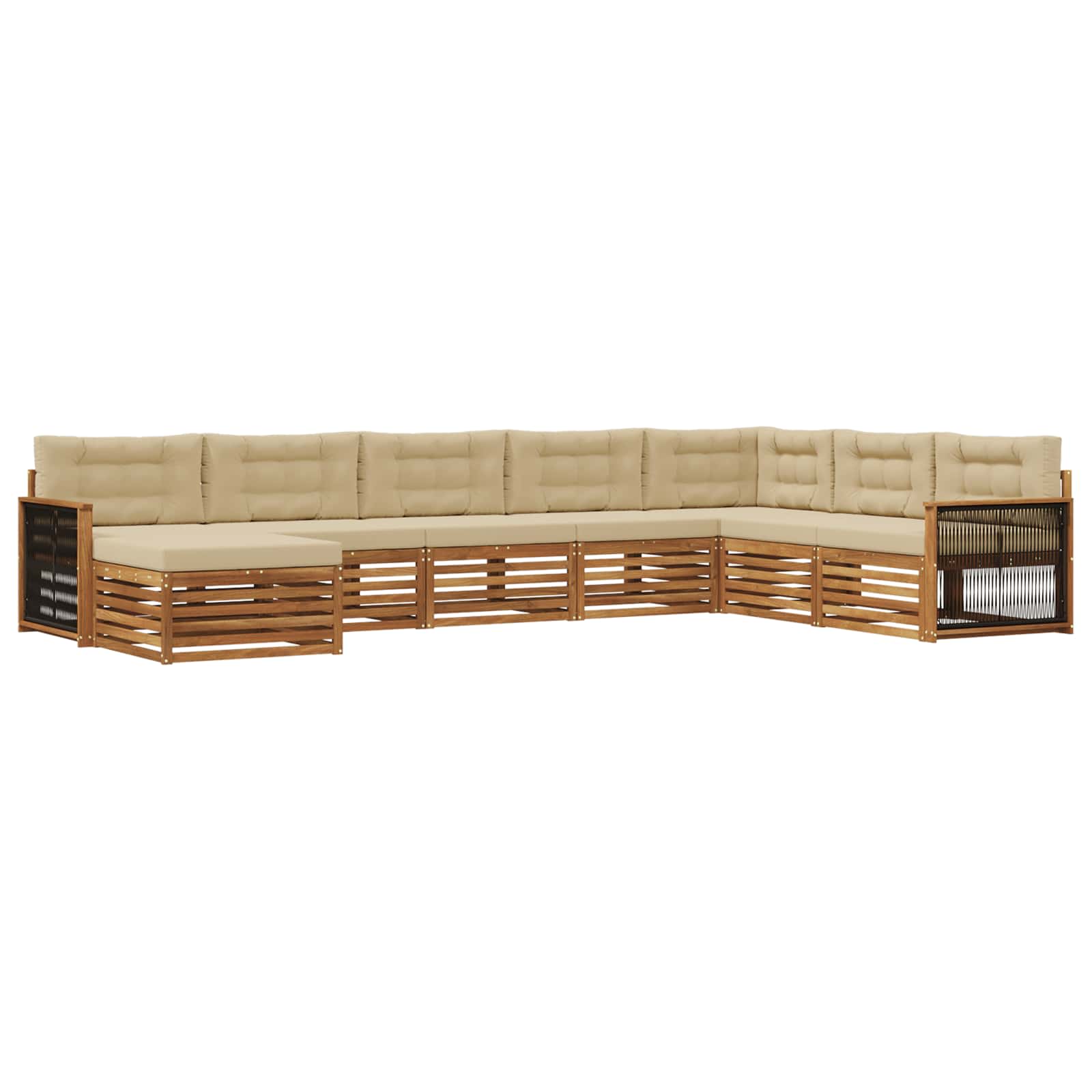 Outdoor-Sofagarnitur mit Kissen 8 pcs Natur und Beige