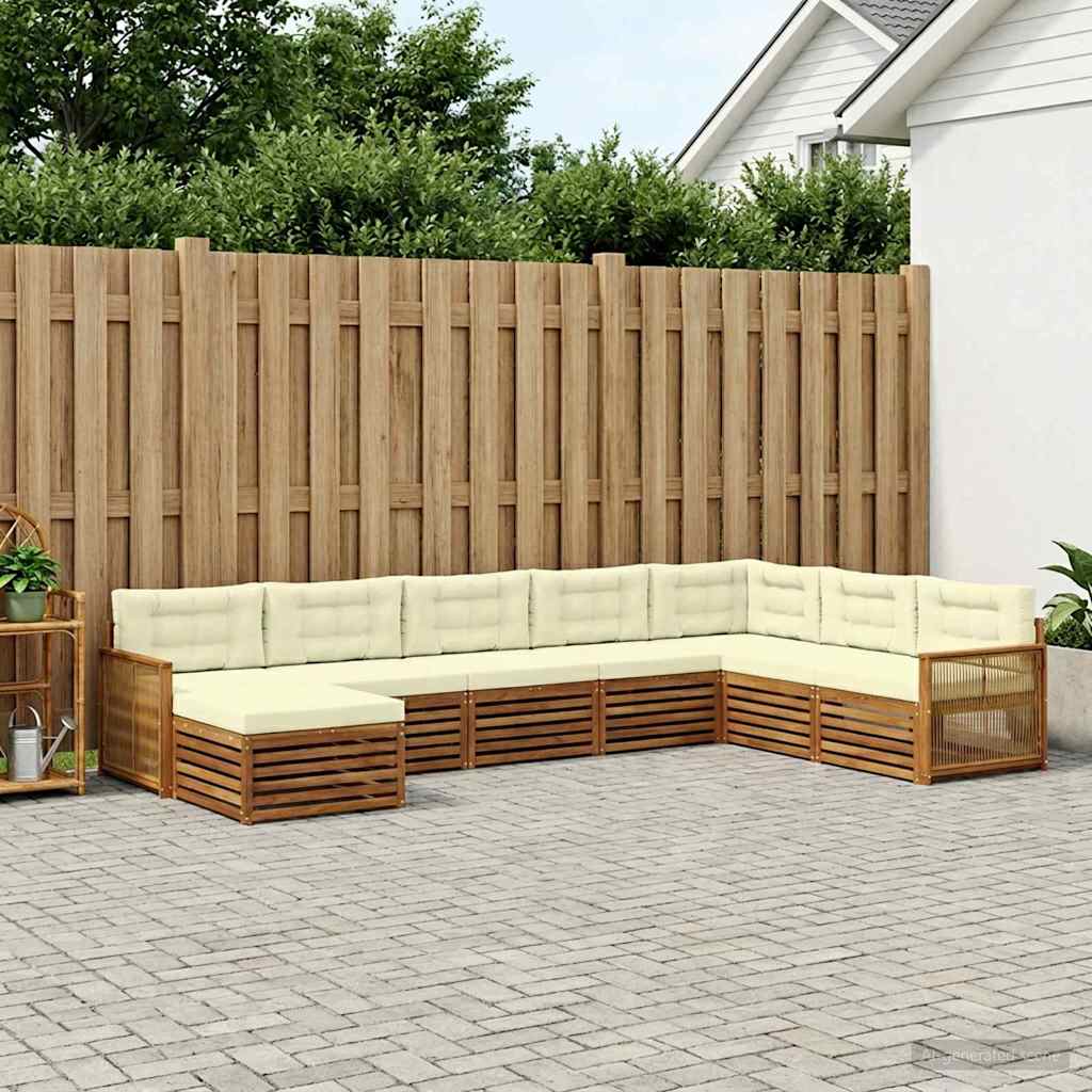 Outdoor-Sofagarnitur 8 stk. Natur und Creme Massivholz Akazie