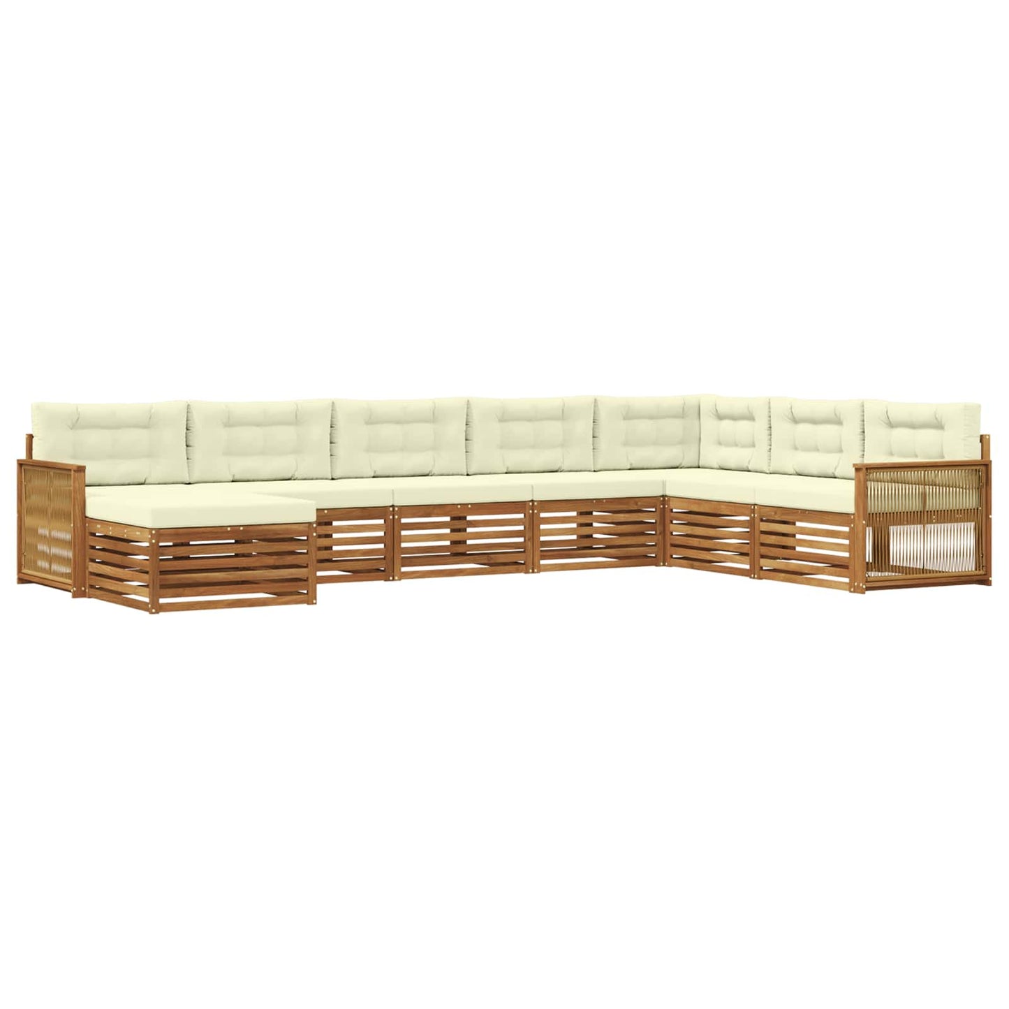Outdoor-Sofagarnitur 8 stk. Natur und Creme Massivholz Akazie