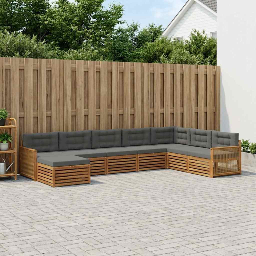 Outdoor-Sofagarnitur 8 stk. Natur und Anthrazit