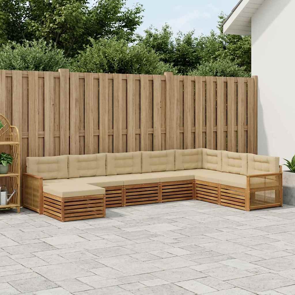 Outdoor-Sofagarnitur mit Kissen 8 pcs Natur und Beige