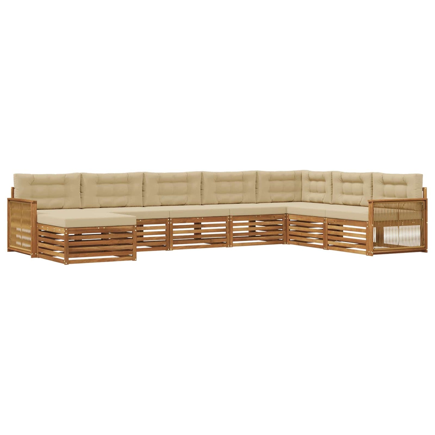Outdoor-Sofagarnitur mit Kissen 8 pcs Natur und Beige