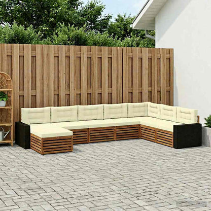 Outdoor-Sofagarnitur 8 stk. Natur und Creme Massivholz Akazie